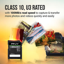 Load image into Gallery viewer, PNY 128GB Elite-X Class 10 U3 V30 SDXC Flash Memory Card 2-Pack - 100MB/s, Class 10, U3, V30, 4K UHD, Full HD, UHS-I, Full Size SD
