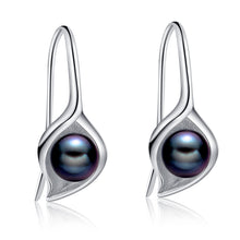 Load image into Gallery viewer, Sterling Silver Pearl Earrings Dangle Drop Earrings Pearl Fine Jewelry Mothers Day Gifts for Women (Calla Lily Black)
