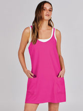 Load image into Gallery viewer, ANRABESS Women Athletic Dress Summer Tennis Workout Active Sports Mini Romper Dress Built in Shorts Travel Vacation Clothes Hot Pink Medium
