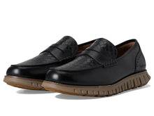 Load image into Gallery viewer, Cole Haan Men&#39;s Zerogrand Remastered Penny Loafers, Black Stamped/Lava/Irish Coffee, 9.5

