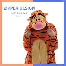 Load image into Gallery viewer, COSUSKET Snug Fit Unisex Adult Tigger Onesie Pajamas, Flannel Cosplay Animal One Piece Halloween Costume Sleepwear Homewear Orange
