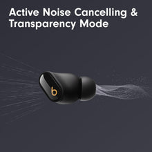 Load image into Gallery viewer, Beats Studio Buds + | True Wireless Noise Cancelling Earbuds, Enhanced Apple &amp; Android Compatibility, Built-in Microphone, Sweat Resistant Bluetooth Headphones, Spatial Audio - Black/Gold
