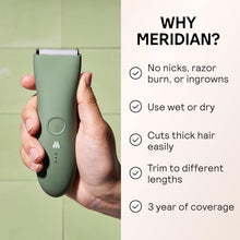 Load image into Gallery viewer, MERIDIAN The Trimmer Original - Body Hair Trimmer for Men, Electric Shaver for Pubic Hair, Chest, Legs &amp; Bikini, Waterproof &amp; Rechargeable, Sage
