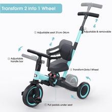 Load image into Gallery viewer, newyoo Tricycles for 1-3 Year Olds, Toddler Bike, Birthday Gift and Toy for Boys and Girls, Toddler Tricycle with Parent Push Handle, Trike with Backrest and Safety Belt, Blue, TR007
