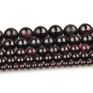 MJDCB Natural Stone Beads Garnet Round Loose Beads for Jewelry Making DIY Bracelet Necklace (6mm)