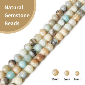 60pcs 6mm Natural Amazonite Beads Gemstone Beads Round Loose Beads for Jewelry Making