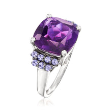 Load image into Gallery viewer, Ross-Simons 5.50 Carat Amethyst and .40 ct. t.w. Tanzanite Ring in Sterling Silver. Size 7
