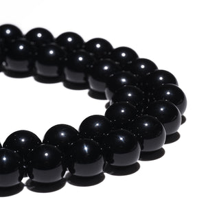 Natural Gemstone Beads 6mm Black Onyx Agate Beads Polished Round Smooth Stone Beads for Bracelets Jewelry Making 15inch Loose Beads