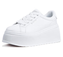 Load image into Gallery viewer, LUCKY STEP Women's Platform Fashion Sneakers Classic Wedge Canvas Casual Low Top Retro Walking Shoes(White,9 B(M) US)
