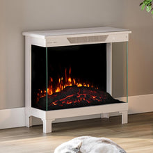 Load image into Gallery viewer, Modern Ember Smart Digital 3-Sided Electric Fireplace Stove Heater | LED Multiple Flame Colors, Works with Wi-Fi App, Alexa and Google | Remote Included | Optional Crackling Sound | Taupe Mist
