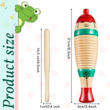 Load image into Gallery viewer, 2 Pieces Colorful Fish Shaped Guiro Instrument Latin Percussion Musical Instruments Wooden Frog Instrument Musical Percussion Instruments for Adults Kids with Rhythm Sticks
