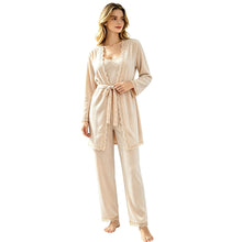 Load image into Gallery viewer, Womens Pajama Sets Winter Velour Sleepwear 3 Piece Kimono Pajama Sets
