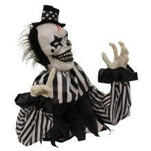 Load image into Gallery viewer, Haunted Hill Farm Scary Talking Groundbreaker Clown, Halloween Animatronic with Motion and Touch Activated Lights and Sounds, Battery Operated Indoor or Covered Outdoor Halloween Decorations
