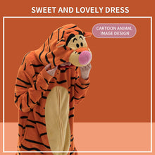 Load image into Gallery viewer, COSUSKET Snug Fit Unisex Adult Tigger Onesie Pajamas, Flannel Cosplay Animal One Piece Halloween Costume Sleepwear Homewear Orange
