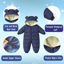 Load image into Gallery viewer, Ilyboz Infant Toddler Snowsuit Cute Baby Bear Suit Newborn Winter Coat Warm Hooded Jumpsuit for Boys Girls

