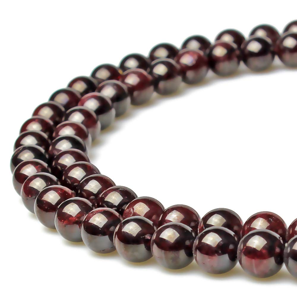 MJDCB Natural Stone Beads Garnet Round Loose Beads for Jewelry Making DIY Bracelet Necklace (6mm)