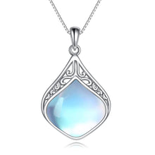 Load image into Gallery viewer, YAFEINI Moonstone Necklace Gifts Sterling Silver Vintage Filigree Teardrop Pendant Necklace Jewelry Gifts for Women
