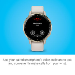 Garmin Venu 3S Soft Gold Stainless Steel Bezel 1.2-Inch AMOLED Touchscreen Display Smart Watch with 41mm Ivory Case and Silicone Band