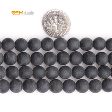 Load image into Gallery viewer, GEM-Inside 8mm Natural Black Tourmaline Gemstone Frosted Matte Rond Spacer Loose Beads for Jewelry Making 15&quot;
