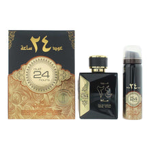 Load image into Gallery viewer, Ard Al Zaafaran Oud 24 Hours 2 Piece Set for Unisex, (3.4 Ounce Eau De Parfum Spray + 1.6 Ounce Deodorant Spray)
