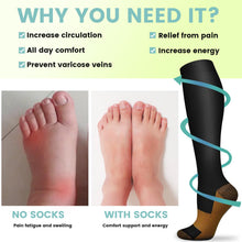 Load image into Gallery viewer, Copper Compression Socks 15-20 mmHg for Men &amp; Women 8 Pairs – Circulation Support for Nurses, Travel, Running, Hiking, Soccer,Gift,Pregnant, Nurses(L/XL)
