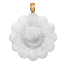Load image into Gallery viewer, ALOHAPLUS 18K Solid Yellow Gold Natural Grade A Jadeite Smiling Flower Murakami Motif, Genuine Jade Pendant Necklace, Handcarved Jadeite, with Gift Box (White Jade Flower)
