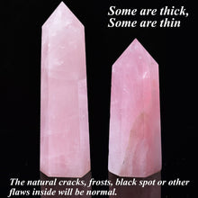 Load image into Gallery viewer, MOGEMT Large Rose Quartz Healing Crystal Wand Point Obelisk Tower 6 Faceted Reiki Chakra Meditation Therapy 1.5-2.0 LBS
