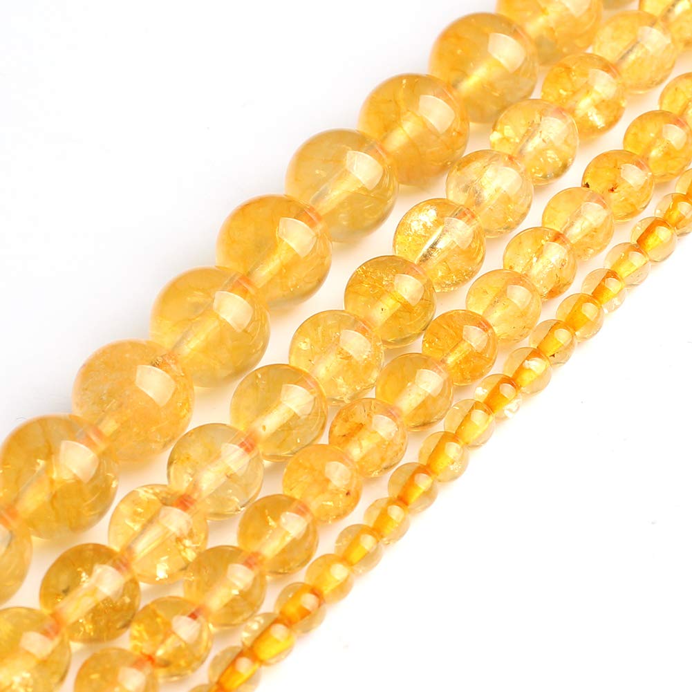 Songxi Beads 6mm Natural Citrine Beads for Jewelry Making 15inches Gemstone Beads for Bracelet Jewelry Bracelet Making ﻿
