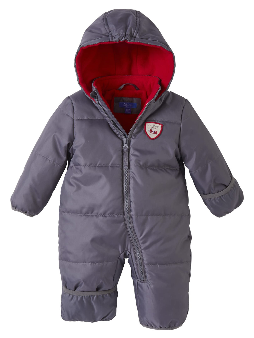 iXtreme Baby Boys' Snowsuit - Cozy Fleece Insulated Winter Snow Pram Bunting Suit for Newborns and Infants (Sizes: 0-24M), Size 3-6 Months, Charcoal