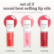 Load image into Gallery viewer, NOONI Korean Lip Oil Set - Appleberry, Applepeony &amp; Appleplum - Long-Lasting, Moisturizing, Revitalizing - Waterproof, No Peel Off, Stocking Stuffers (3EA, 0.12 fl oz)
