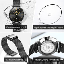Load image into Gallery viewer, OLEVS Watch Women Black Watches for Women Ultra Thin Mesh Womens Watch for Small Wrist Water Resistant Luxury Ladies Watches with Date Analog Quartz Female Elegant Simple Reloj para Mujer

