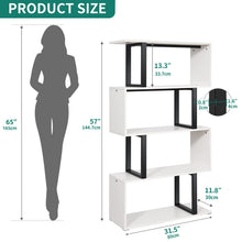 Load image into Gallery viewer, YITAHOME 5-Tier Bookshelf, S-Shaped Z-Shelf Bookshelves and Bookcase, Modern Freestanding Multifunctional Decorative Storage Shelving for Living Room Home Office, Cream White
