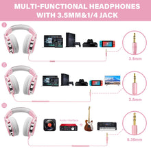 Load image into Gallery viewer, OneOdio Wired Over Ear Headphones Hi-Res Studio Monitor &amp; Mixing DJ Stereo Headsets with 50mm Drivers and 1/4 to 3.5mm Jack for AMP Computer Recording Podcast Keyboard Guitar Laptop - Light Pink
