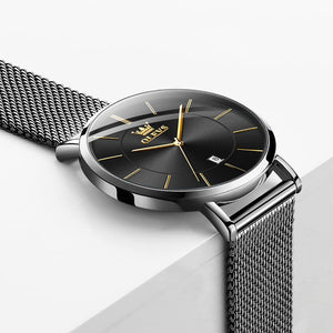 OLEVS Watch Women Black Watches for Women Ultra Thin Mesh Womens Watch for Small Wrist Water Resistant Luxury Ladies Watches with Date Analog Quartz Female Elegant Simple Reloj para Mujer