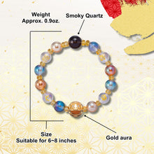 Load image into Gallery viewer, Lucky Shop Japan good luck bracelet daruma doll crystal bracelet for women men unisex feng shui bracelet good luck charm 6-8 inches stretch (Gold Aura)
