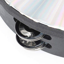 Load image into Gallery viewer, Tambourine 8 inch Radiant Hand Held Drum with Double Row Jingles Reflective Drum Musical Instrument for Church Adults KTV Party
