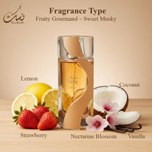 Load image into Gallery viewer, Nusuk Safa Unisex Eau De Parfum Juicy Lemon &amp; Strawberry Top Notes Creamy Coconut &amp; Nectar Floral Heart Warm Vanilla, Musk &amp; Ambrox Base Sweet, Playful, Long-Lasting Fragrance 100ml
