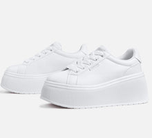 Load image into Gallery viewer, LUCKY STEP Women's Platform Fashion Sneakers Classic Wedge Canvas Casual Low Top Retro Walking Shoes(White,9 B(M) US)
