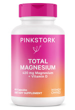 Load image into Gallery viewer, Pink Stork Magnesium Supplement for Women with Vitamin D - Mood, Natural Calm &amp; Energy Levels - Digestion, Heartburn, &amp; Constipation Support for Pregnancy - Breastfeeding Friendly - 60 capsules
