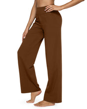 Load image into Gallery viewer, G4Free Loose Pants for Women High Waisted Yoga Dress Pants with Pockets Stretch Wide Leg Sweatpants Business Casual Trouser Pants(Dark Coffee,S,Petite)
