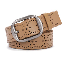 Load image into Gallery viewer, JASGOOD Women's Hollow Flower Genuine Leather Belt for Jeans Pants Wide Belt for Ladies
