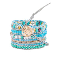 Load image into Gallery viewer, YGLINE Boho Handmade Natural Stone Wrap Bracelets Turquoises Crystal Beads, adjustable
