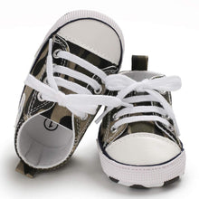 Load image into Gallery viewer, KKIIDDSS Unisex Baby Girls Boys Canvas High-top Shoes, Newborn Infant Anti-Slip Soft Sole Frist Walking Sneakers (A03/Army Green,6-12 Months)
