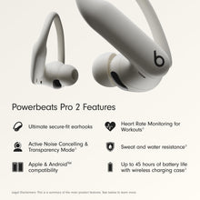Load image into Gallery viewer, Beats Powerbeats Pro 2 - Wireless Noise Cancelling Workout Earbuds with Secure- Fit Earhooks, Up to 45-Hour Battery with Charging Case, Sweat &amp; Water Resistant, Heart Rate Monitoring - Quick Sand

