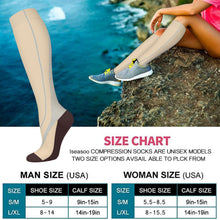 Load image into Gallery viewer, Iseasoo Copper Compression Socks 15-20 mmHg for Men &amp; Women 8 Pairs – Circulation Support for Nurses, Travel, Running, Hiking, Soccer（L/XL）

