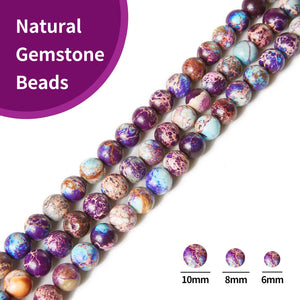 45pcs 8mm Natural Colorful Imperial Jasper Beads Gemstone Beads Round Loose Beads for Jewelry Making