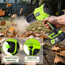 Load image into Gallery viewer, Leaf Blower Cordless,Battery Powered 800,000 RPM Electric Leaf Blower with 2 x 4.0Ah Battery and Charger Handheld Blowers for Lawn Care,Dust,Snow,Car Blowing Water with 2 Extended Nozzle

