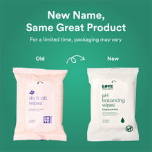 Load image into Gallery viewer, Love Wellness pH Balancing Wipes for Women | Feminine Hygiene for Cleansing with Aloe Vera | Fragrance-Free Intimate Health | Moisturizing, Soothing &amp; Calming for Sensitive Skin | Travel Size | 3-Pack
