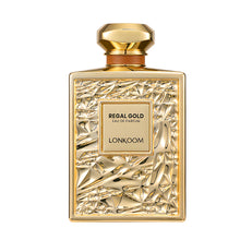 Load image into Gallery viewer, Lonkoom Regal Gold Unisex Perfume for Women Men, Fruity Gourmand Eau De Parfum Spray Long-Lasting Fragrance 3.4 Fl Oz/100ml, Tropical Notes of Orchid Heliotrope Tangerine Vanilla Musk Sandalwood
