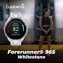 Load image into Gallery viewer, Wearable4U - Garmin Forerunner 965 Premium GPS Running and Triathlon 47mm Smartwatch with AMOLED Touchscreen Display, Titanium Bezel with Whitestone Silicone Band with White Earbuds Bundle
